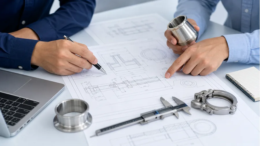 Drawing review for custom sanitary stainless steel fittings